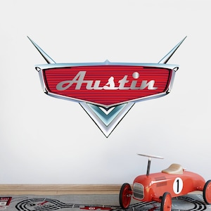 Personalized Cars Name Wall Decal for Kids Room Lightning McQueen Wall Decor Cars Wall Art Bedroom Game Room Poster Mural Vinyl Sticker