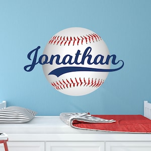 Baseball Custom Name Wall Decal for Kids Baseball Sports Children Boys Bedroom Wall Decoration MLB Ball Stripes Art Mural Room Vinyl Sticker