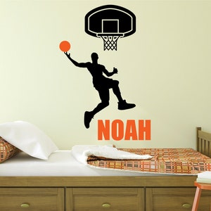 Basketball Personalized Name Wall Decal for Kids Room Ball Sports Vinyl Art Sticker Removable NBA Wall Decor Children Room Bedroom Sticker