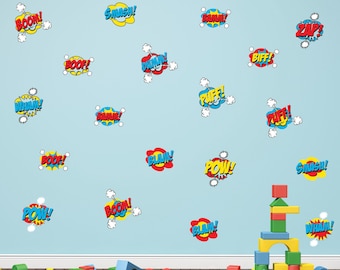 Comic Book Superhero Wall Decal for Kids Bedroom Wall Decor Nursery Wall Decals Superheroes Baby Room Art Mural Children Vinyl Sticker