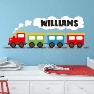 Personalized Train Name Wall Decal for Kids Nursery Wall Decor Name Train Sticker Railroad Baby Thomas Locomotive Wall Art Vinyl Sticker