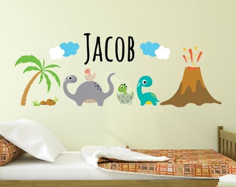 Custom Dinosaur Name Wall Decal Vinyl Wall Lettering Monogram Pre-Historic Kids Name Dinosaur Nursery Wall Art Mural Sticker Decor