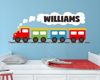 Personalized Train Name Wall Decal for Kids Nursery Wall Decor Name Train Sticker Railroad Baby Thomas Locomotive Wall Art Vinyl Sticker