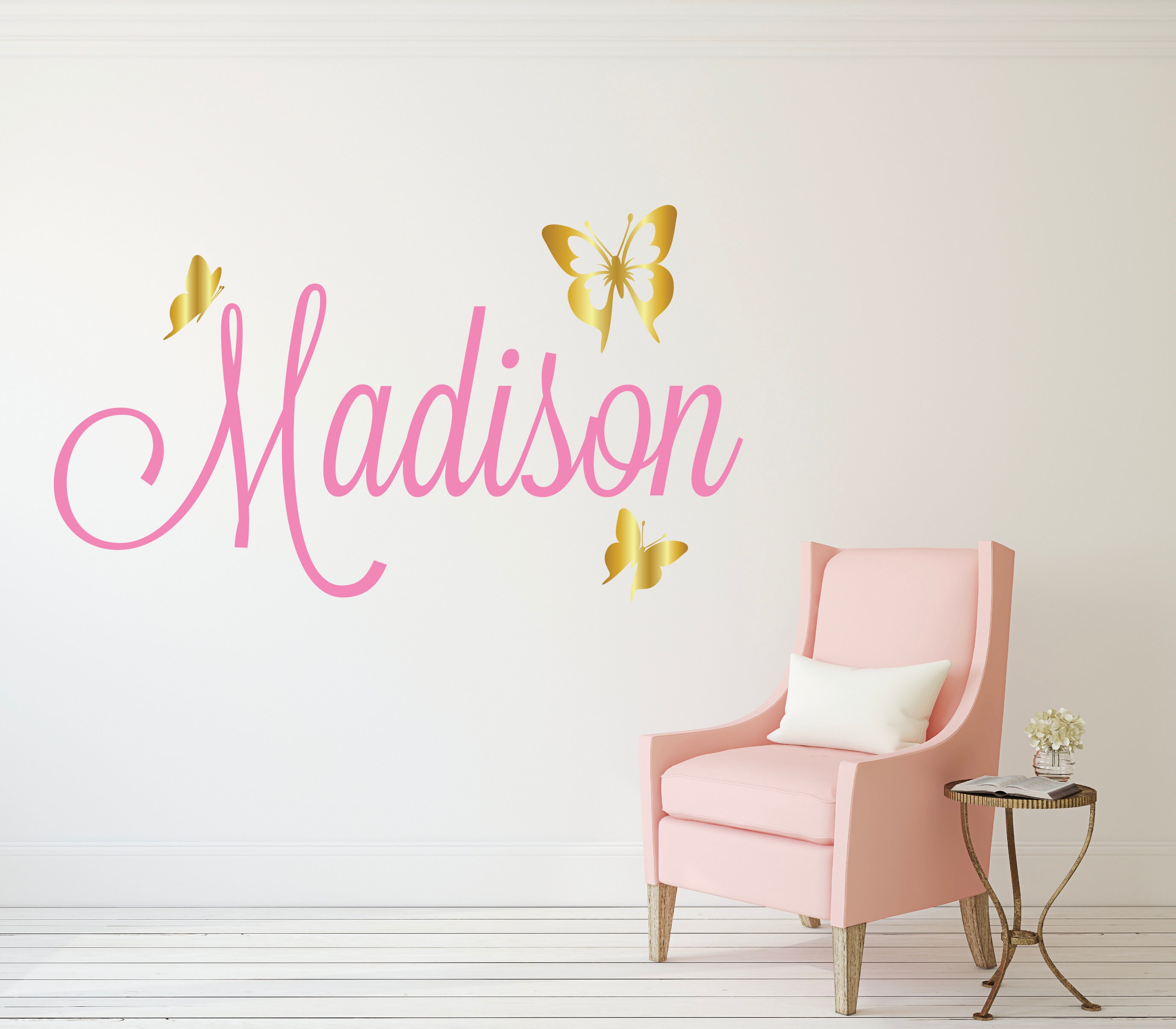 Personalized Butterfly Name Wall Decal for Girls Room Butterflies ...