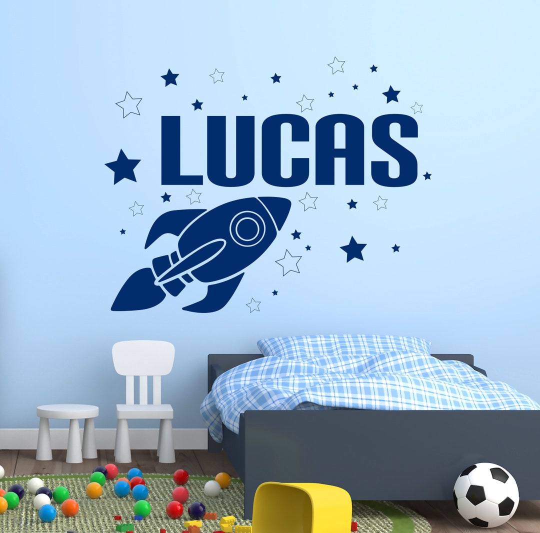 Personalized Rocket Name Wall Decal for Kids Bedroom Space Wall Sticker ...