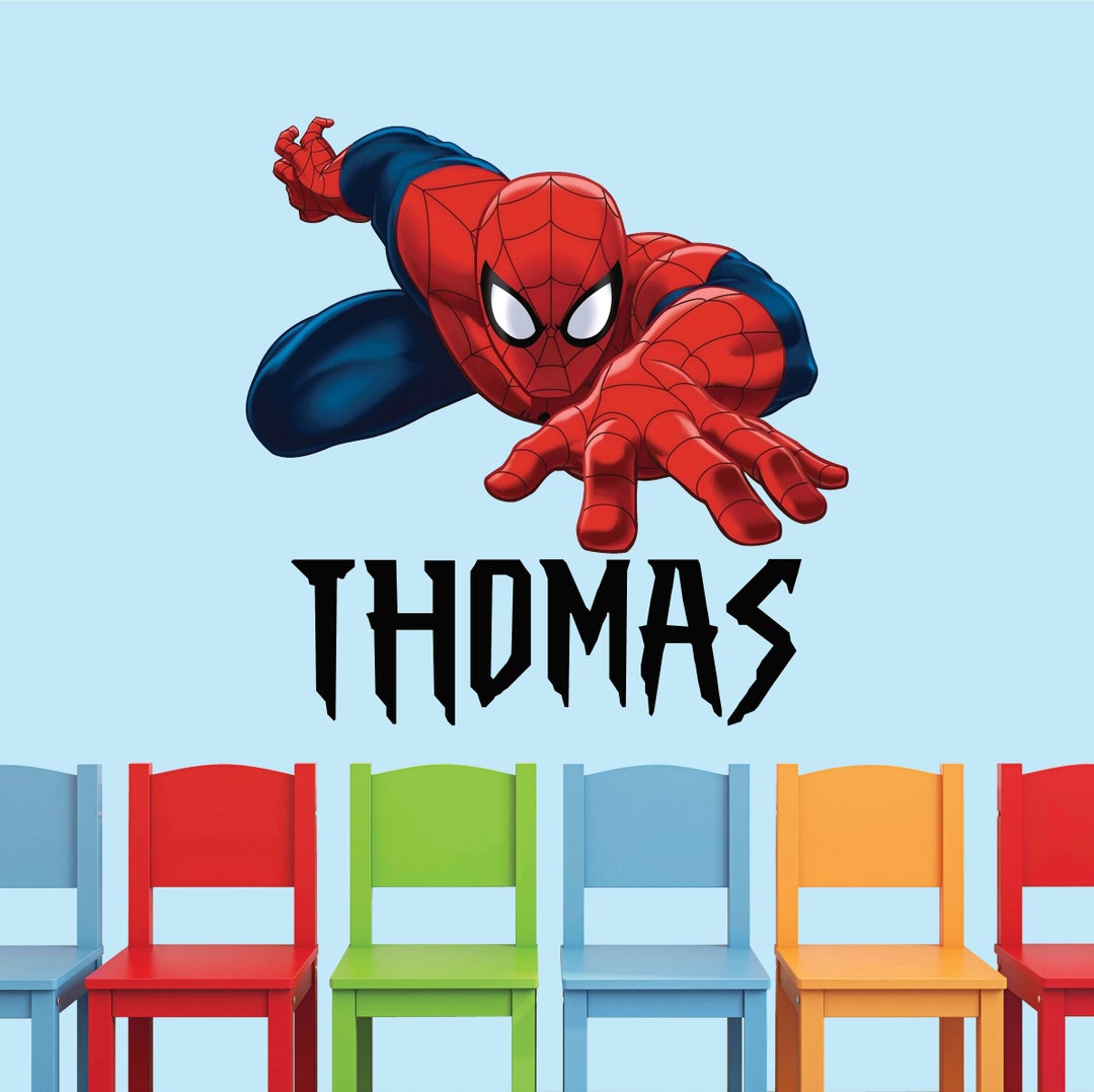 Spiderman Name Wall Decal Personalized Superhero Kids Bedroom Etsy