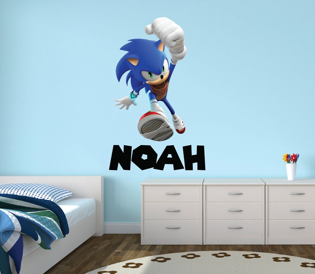 Custom Name Sonic Wall Decal Kids Gaming Bedroom Sonic the Hedgehog