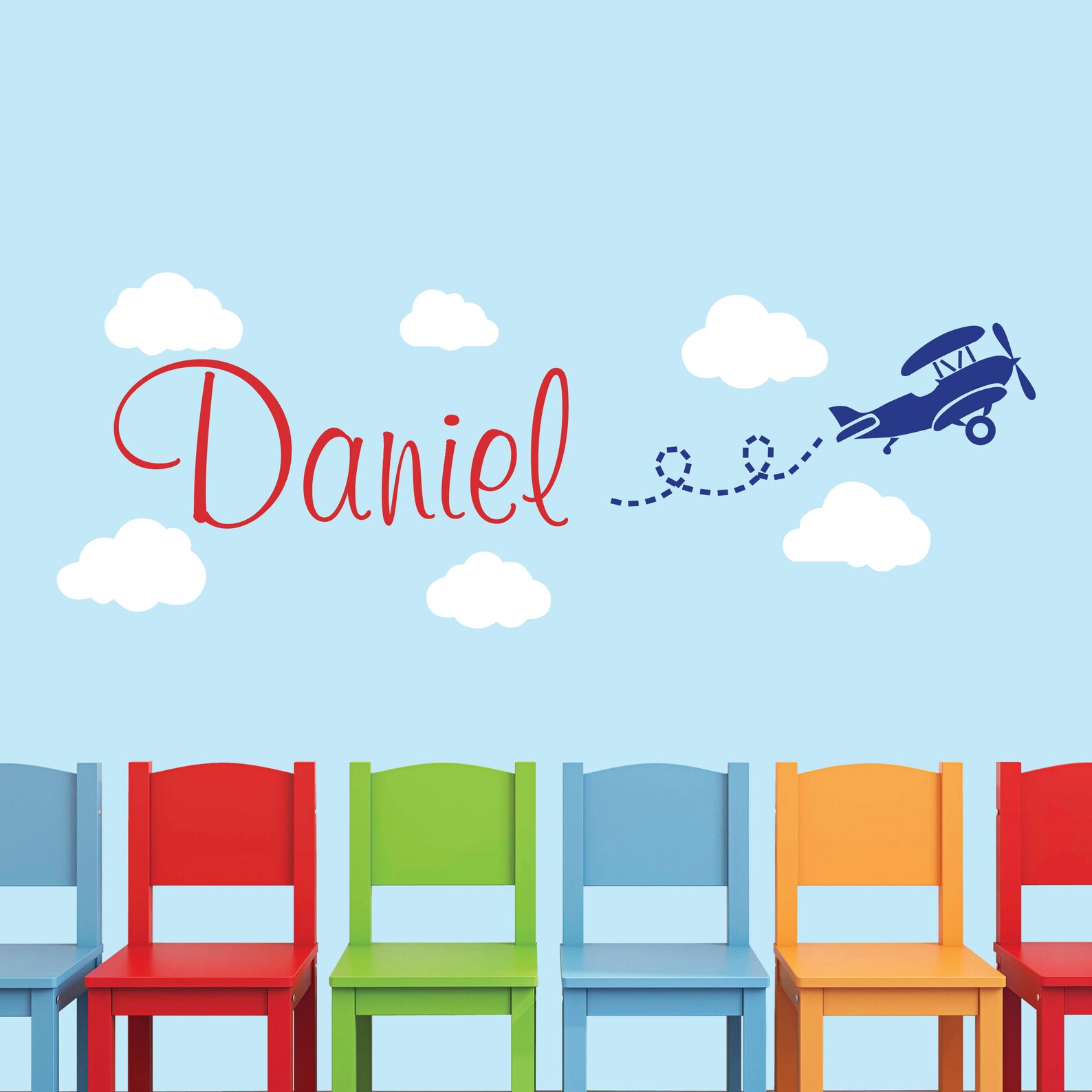 Personalized Airplane Name Wall Decal for Kids Nursery Wall Decals ...