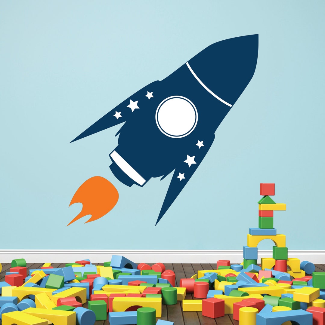 Rocket Astronaut Wall Decal for Kids Bedroom Rocket Ship Wall Decor