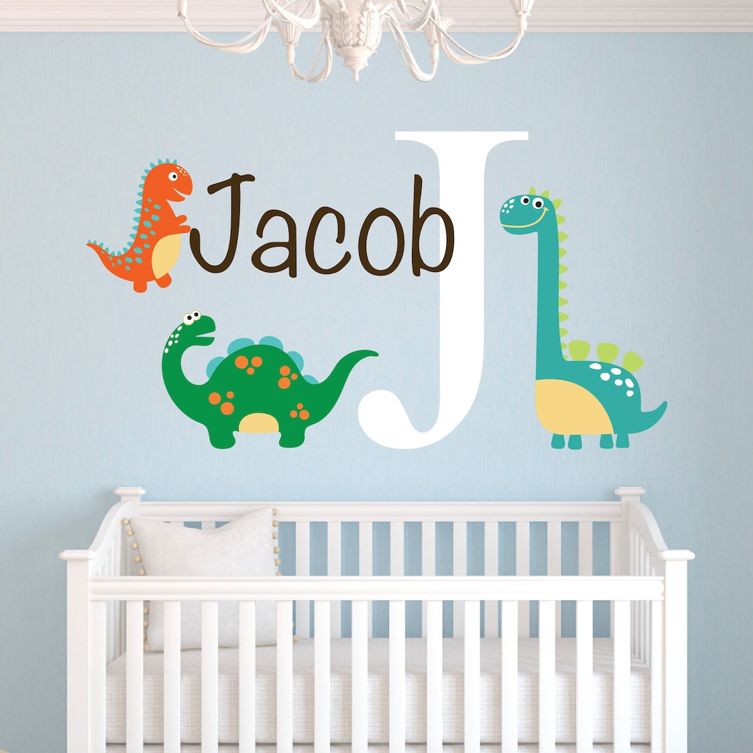 Personalized Dinosaur Stickers Wall Name Wall Decal Vinyl Wall