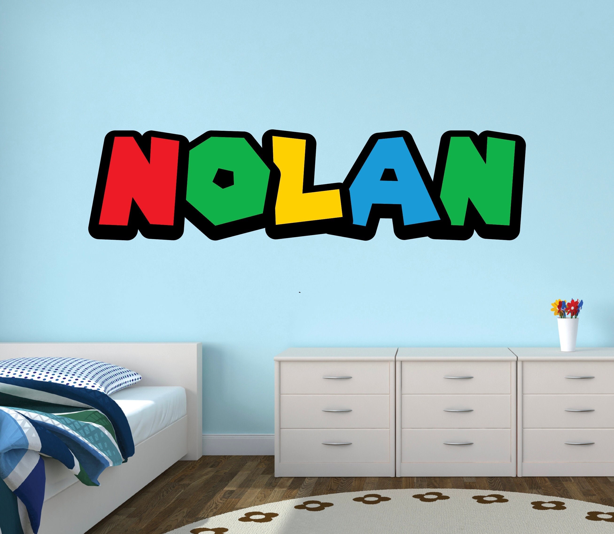 Personalized Mario Style Name Wall Decal for Kids Bedroom Gaming ...