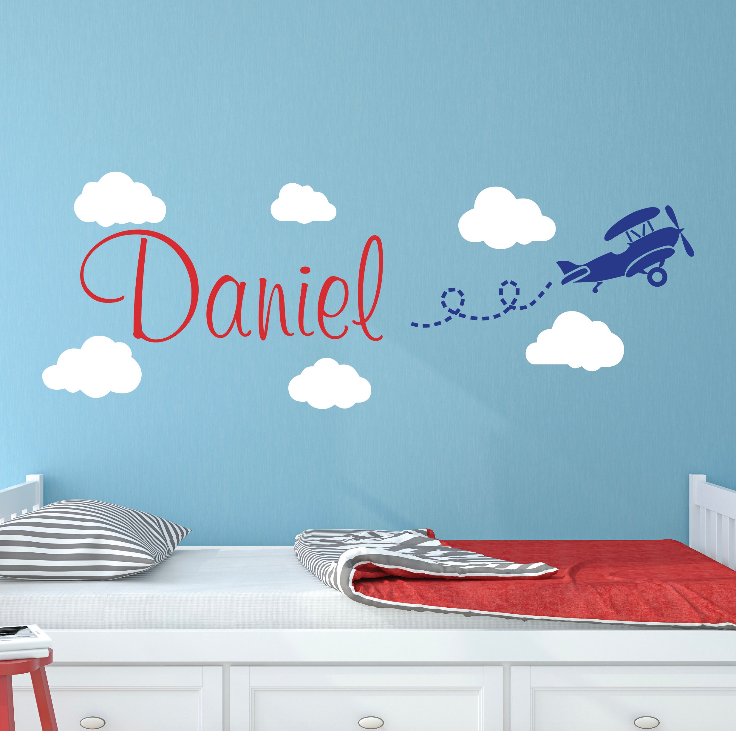 Personalized Airplane Name Wall Decal for Kids Nursery Wall Decals ...