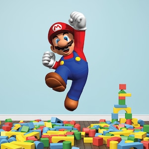 Mario Naklejka ścienna dla dzieci Gry Sypialnia Pokój zabaw Kolorowe cegły Chłopcy Dziewczęta Unisex Dekoracja ścienna Sztuka Mural Naklejka winylowa