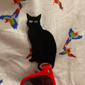 Cat upcycled vinyl record glasses holder brooch