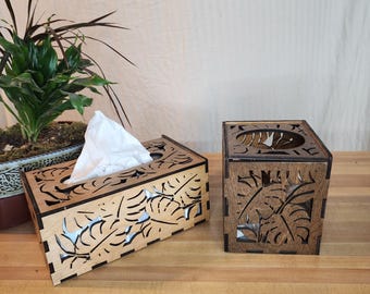 Laser-cut file ONLY for a Hawaiian leaf tissue box cover.