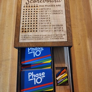 Laser-cut-Datei NUR Phase 10 Anzeigerbox mit Aufbewahrungsschublade