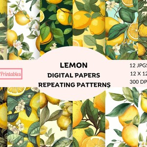 Lemon Pattern Seamless Paper, lemons, seamless file, commercial use, summer pattern, lemon digital paper, watercolor lemon, seamless design