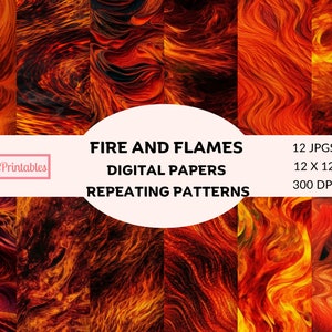 Fire Digital Paper Seamless Pattern,Flame Textures Printable Papers, Commercial Use, Scrapbooking Paper, Flame backgrounds