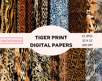 Impresión de tigre animal sin costuras / Descarga digital / Patrón de repetición sin costuras de guepardo de verano / Papeles de Scrapbook