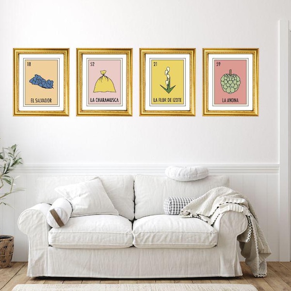 La Loteria El Salvador Poster, Art Print, 11 x 14, Gallery Wall Decor