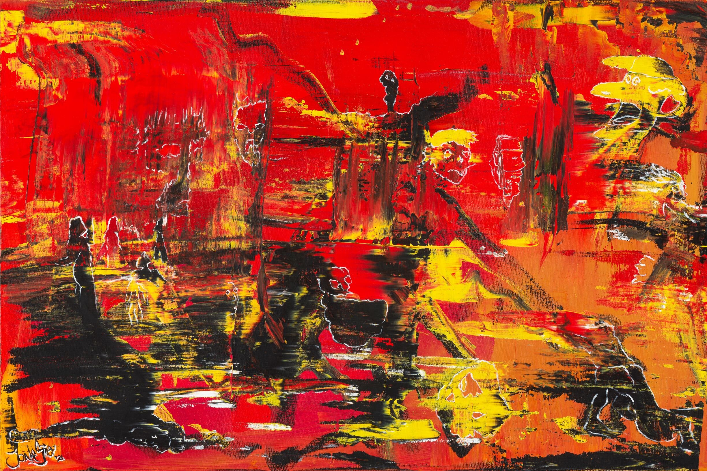 ORIGINAL Art by Jonesie - acrylic abstract painting, Urban abstract graffiti art, "Abstratticus"