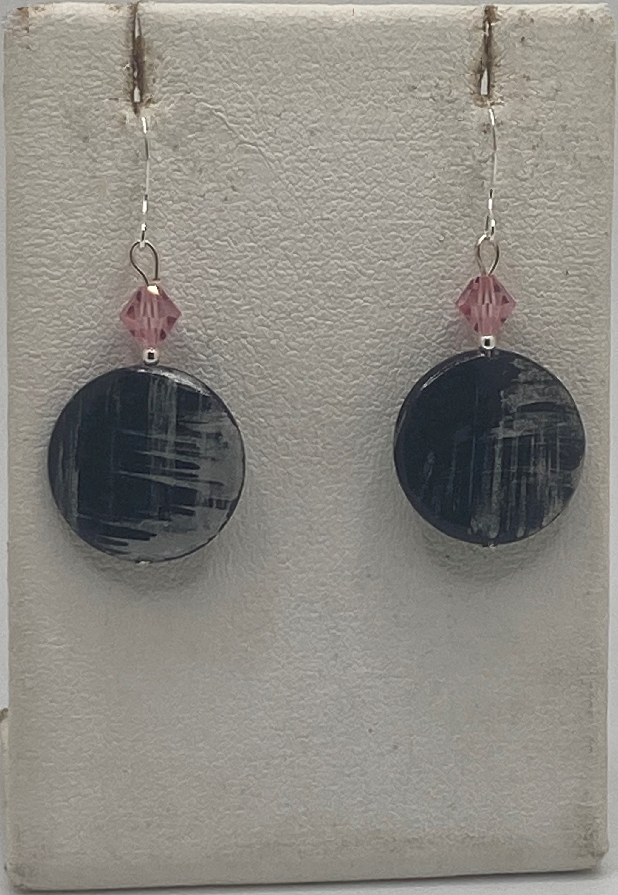 Schwarze und silberne Muschel Ohrringe aus Sterlingsilber | Etsy