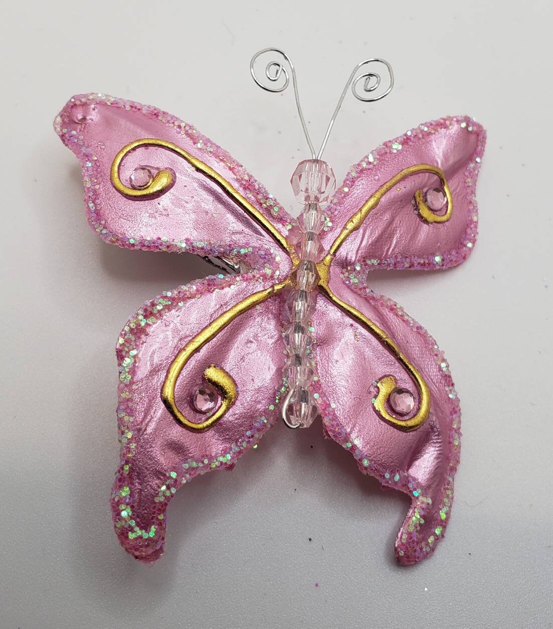 Sparkling pink butterfly hair clips Etsy