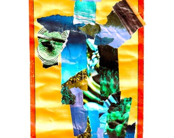 Collage art print: Sea and Waterfall