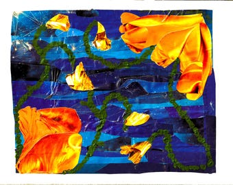 Collage art print: Bombay sea and stars