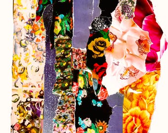 Collage art print: Boquets are made of different flowers