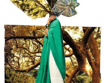 Collage art print: And she grew