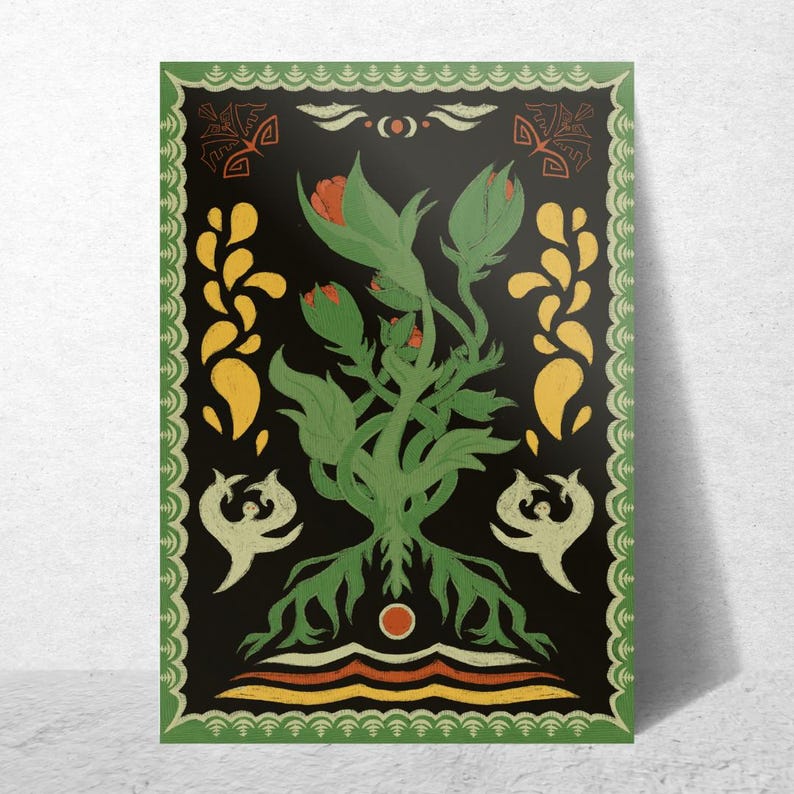 Gothic Folklore A5 Art Print || Mythology || Embroidery || Bulgarian Folklore || Eastern European || Wall Decor || Illustration by rubyllus image 1