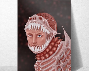 Surreal A5 Art Print || Alien || Dark Feminine || Space Gothic || Creepy Art Print || Wall Decor || Illustration by rubyllus