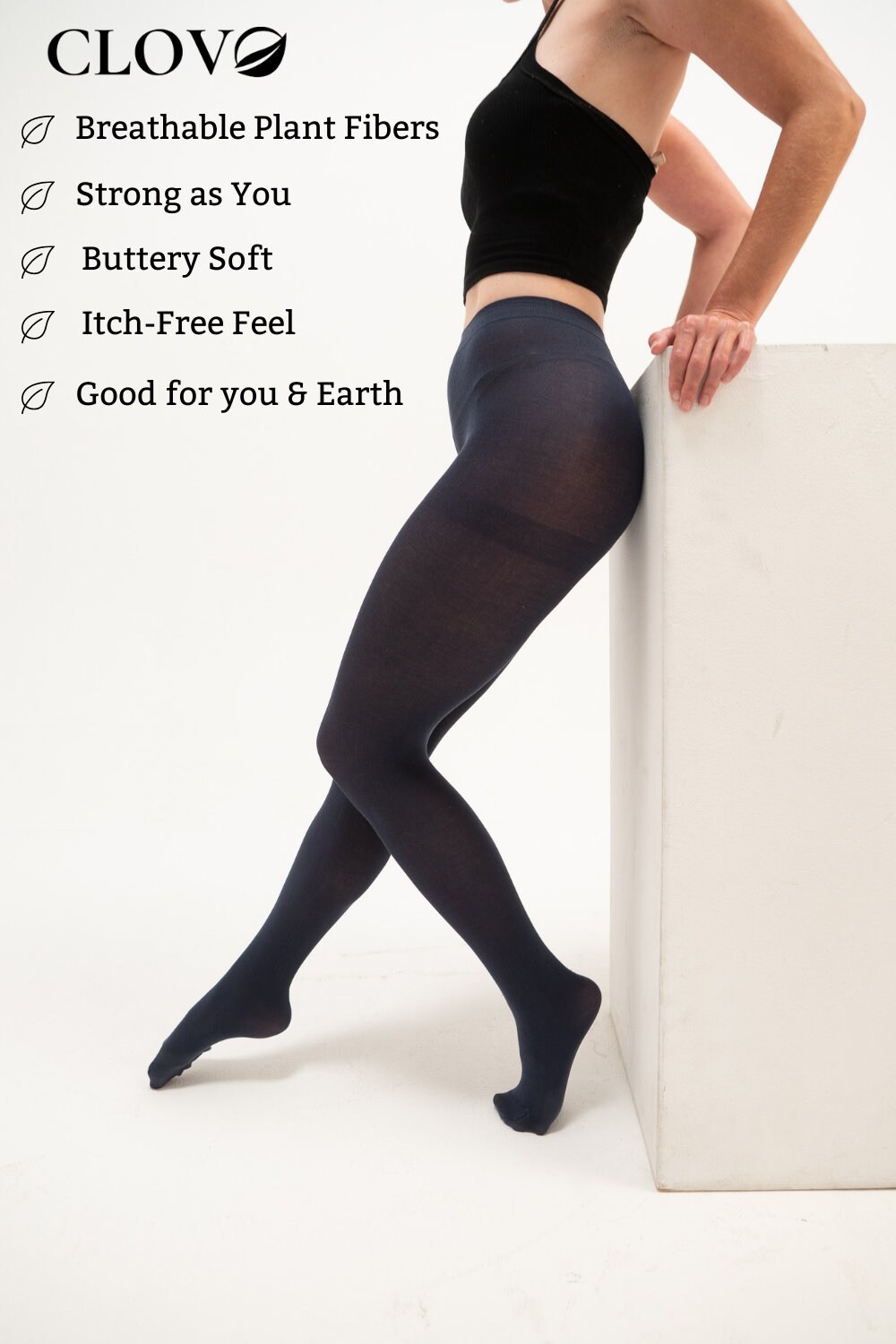 Navy Sheer Tights Soft Natural Fibers 