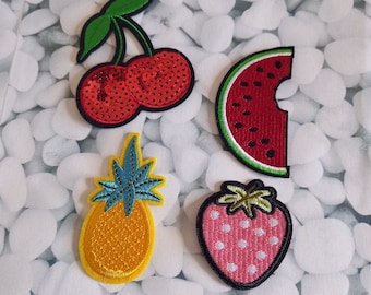 Patch écusson thermocollant fruits fraise ananas pastèque cerises