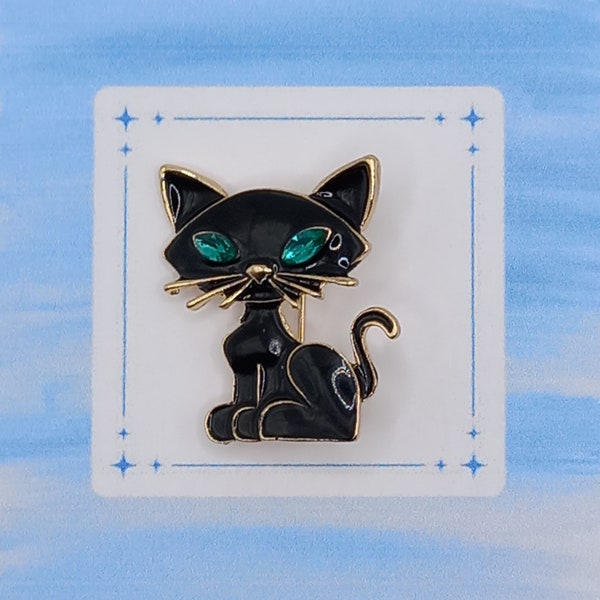 Broche chat noir, cadeau, épingle fantaisie, embellissement vêtements sacs, bijoux décoratif.