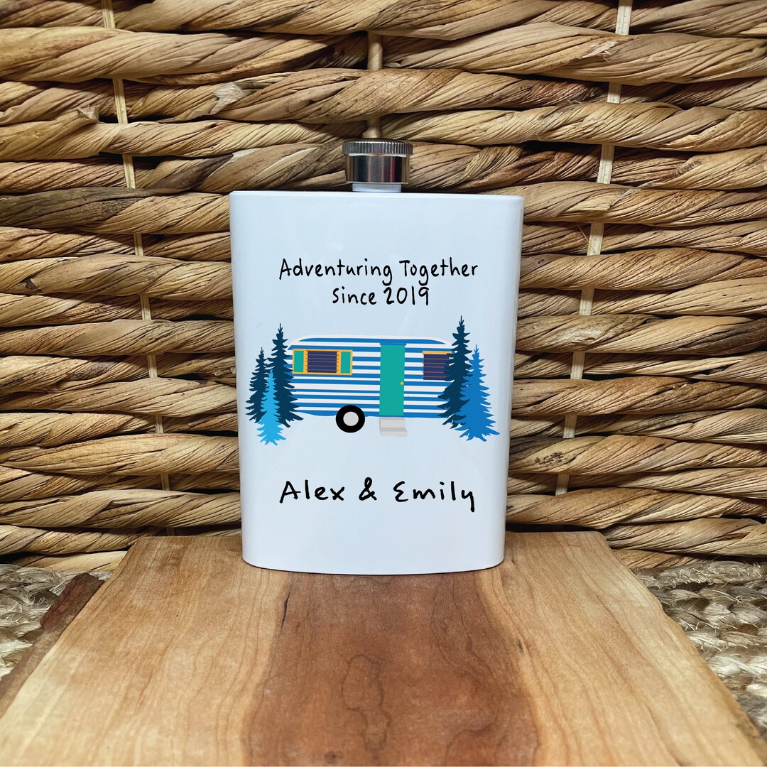 Personalized 8oz Flask RV Camper Flask Outdoor Adventures Etsy