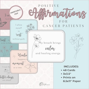 48 PRINTABLE AFFIRMATION CARDS for Cancer Patients | Positive Affirmations | Cancer Gift Ideas | Self-Care and Healing |
