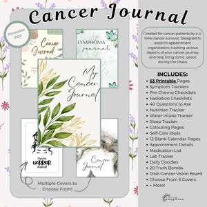 PRINTABLE CANCER JOURNAL | Cancer Tracker | Appointment Tracker | Cancer Guide | Treatment Organizer | Care Package | Cancer Gift | 8.5x11