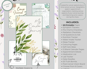 PRINTABLE CANCER JOURNAL | Cancer Tracker | Appointment Tracker | Cancer Guide | Treatment Organizer | Care Package | Cancer Gift | 8.5x11