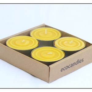 4 maxi beeswax tea lights, with or without burner, tea light 60 mm, in (gift) box