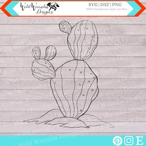 Cactus Svg - Prickly Pear Cactus Svg - Boho Png - Desert Clipart - Cactus Design - Dxf Download istantaneo