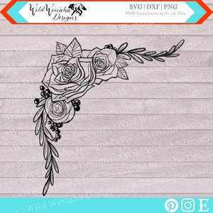 Rose svg Clipart, Floral Flourish design, Floral Border, SVG, PNG, DXF - Instant Download