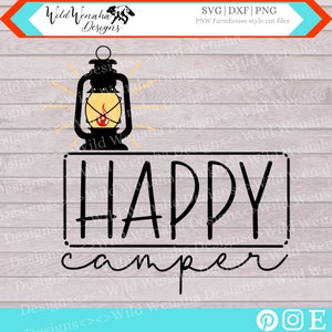 Campeggio Svg. Design Happy Camper, forniture artigianali, formato SVG a strati, Happy Camper, SVG, PNG, DXF, design Lanterna, download istantaneo