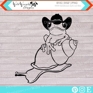 Cowboy grenouille SVG, western grenouille SVG, grenouille et escargot PNG, escargot Svg, couper des fichiers, svg/png/dxf, téléchargements immédiats