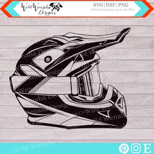 Motorcrosshelm vector, enkelsporig, crossmotorhelm ontwerp, Svg, Png, Dxf, Clipart, enduro, 4-wieler, Instant Download-bestand