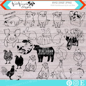 Farm Animal Svg Bundle- Livestock Svg - Png - Dxf - Clipart - Cute Instant Download File