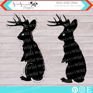 Jack-a-lope Svg Bundle- Rabbit Svg - Jackalope bunny Png - Dxf - Clipart - Cute Instant Download File