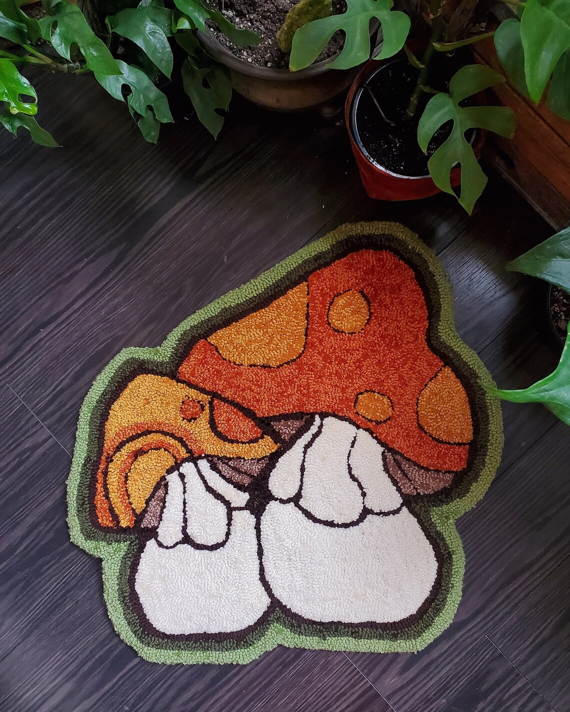 Mini Mushroom Punch needle rug Etsy