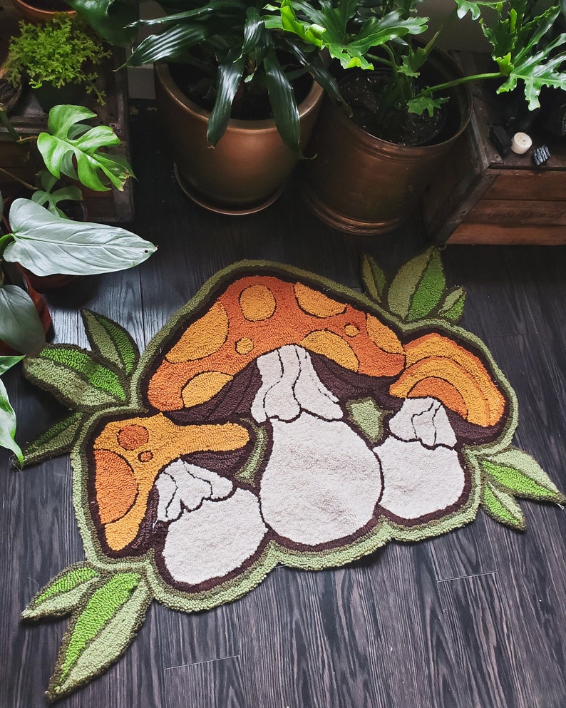 Punch Needle Mushroom Rug image 1